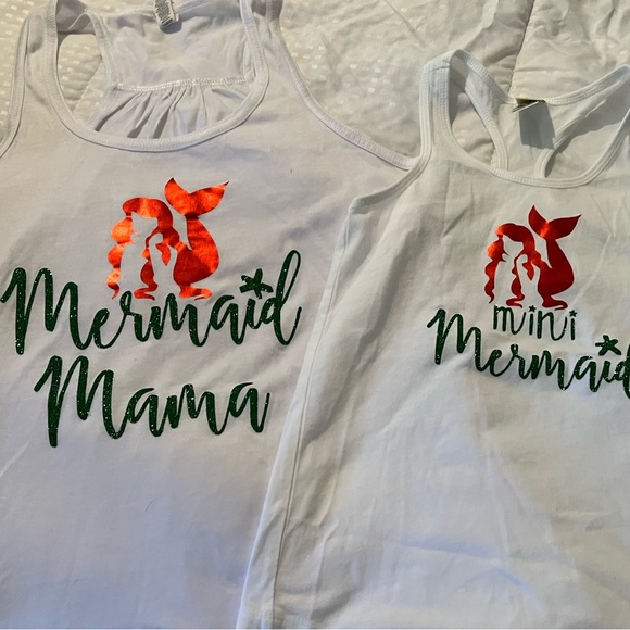 Mermaid Mama (Medium) and Mini Mermaid (youth 5/6) matching tank top set - Picture 6 of 7